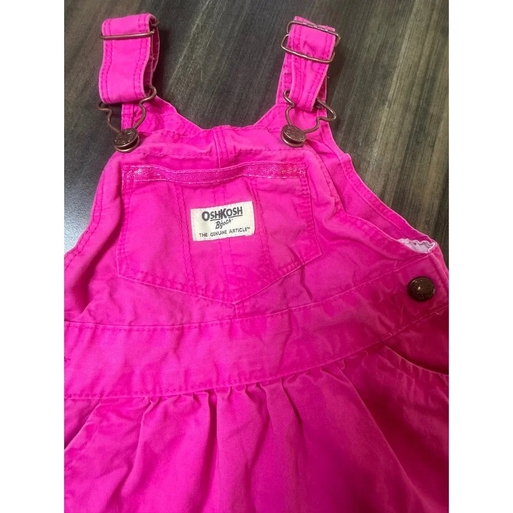 OshKosh Pink Jumper Dress Adjustable Straps‎ Pocket Accent 18M